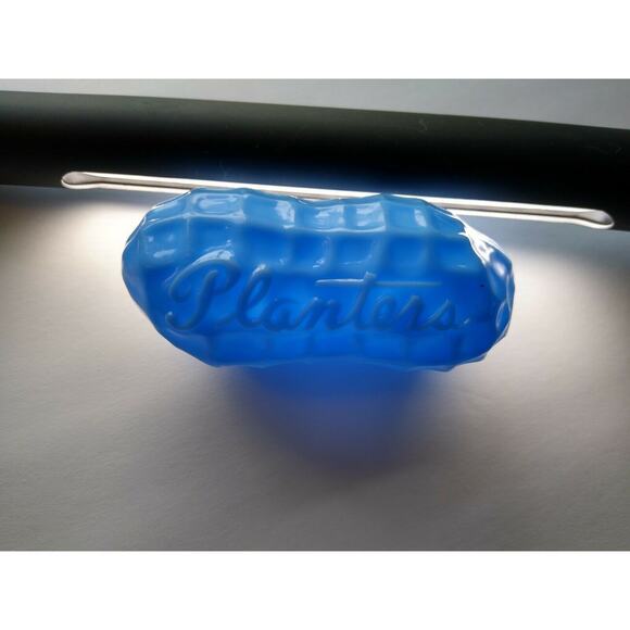 Mr Peanut Hard Plastic Nut Shaped Candy Container Planters Embossed Blue 1950s - Picture 9 of 12